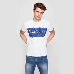 Pepe Jeans pánské tričko s modrým potiskem Raury